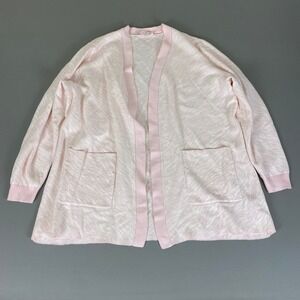 Belle Kim Gravel‎ Cardigan Sweater  Plus Size 1X Pink Zebra Stripe Open Front